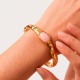 Bracelete Dourado com Pedra Rosa Quartzo 69mm