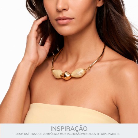 Passador Orgânico Acrílico Mescla Bege com Ouro 36mm
