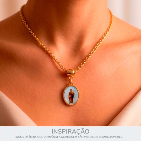 Pingente Medalha São Judas Tadeu Dourado 23mm