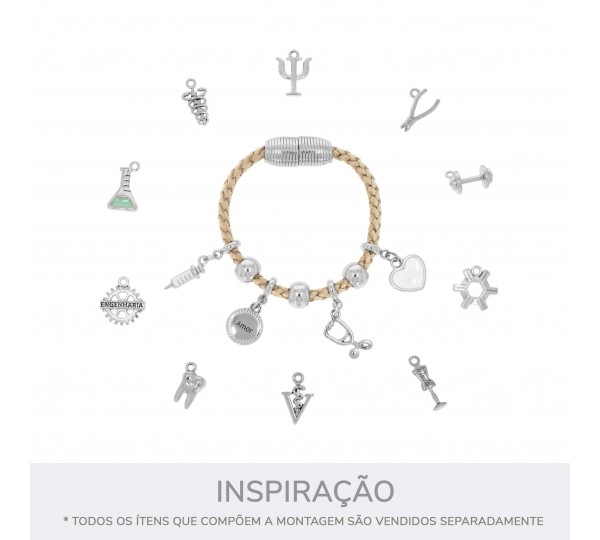 Pingente Seringa Níquel com Resina Branca 19mm