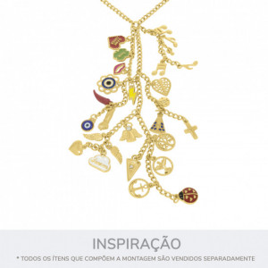 Pingente Anjinho Ouro com Strass 16mm