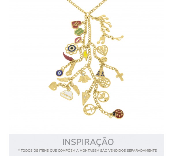 Pingente Anjinho Ouro com Strass 16mm