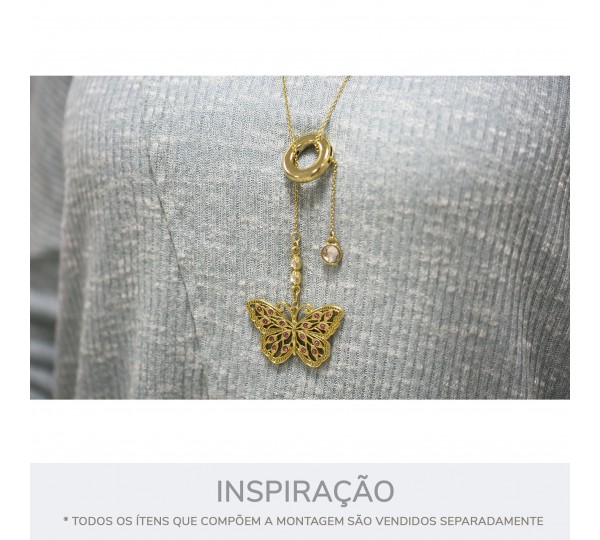 Pingente Borboleta Ouro com Strass 49mm