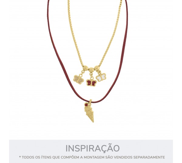 Pingente Borboleta Ouro com Branco 13mm