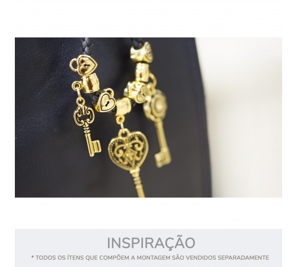 Pingente Chave Ouro com Pintura Preta 28mm