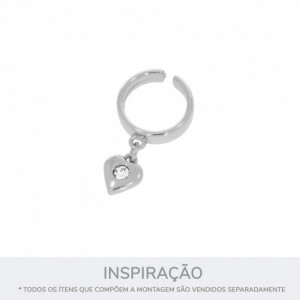 Pingente Coração Níquel com Strass 13mm