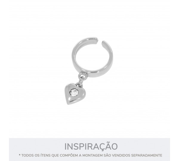 Pingente Coração Níquel com Strass 13mm