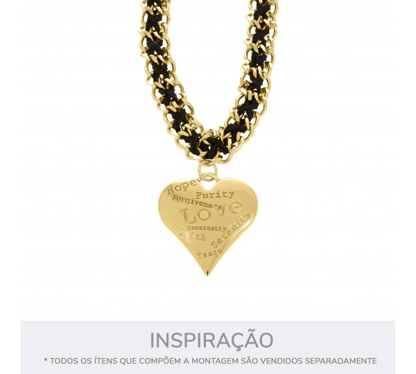 Pingente Coração com Desejos Ouro 33mm