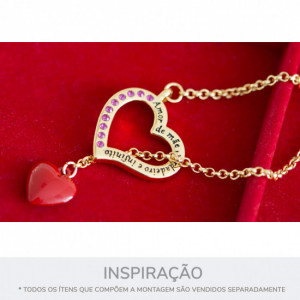 Pingente Coração Amor de Mãe Ouro com Strass 40mm