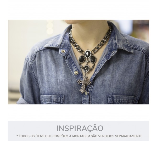 Pingente Cruz Arabescada Ouro 55mm