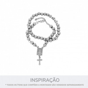 Entremeio Terço Sagrado Coração de Jesus Níquel 22mm
