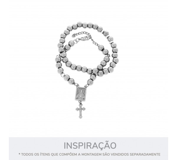 Entremeio Terço Sagrado Coração de Jesus Níquel 22mm
