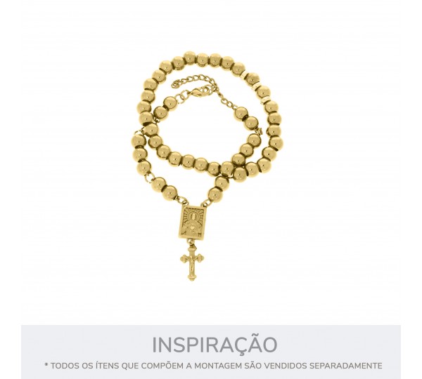 Entremeio Terço Sagrado Coração de Jesus Ouro 22mm