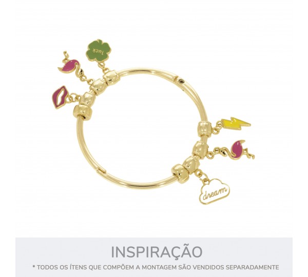 Pingente Flamingo Ouro com Pink 22mm