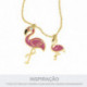 Pingente Flamingo Ouro com Pink e Strass 35mm