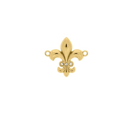 Pingente Flor-de-Lis Ouro com Strass 28mm