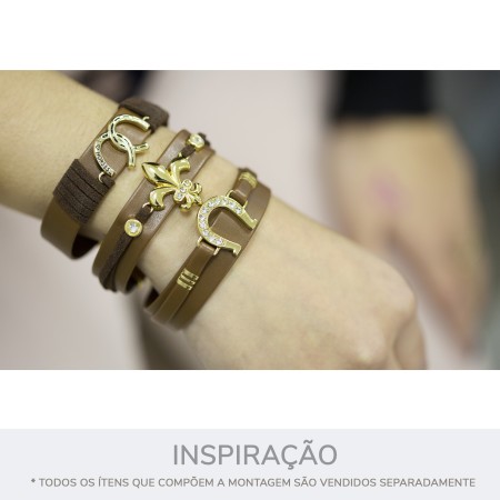 Pingente Flor-de-Lis Ouro com Strass 28mm