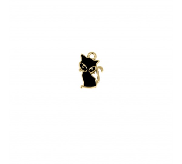 Pingente Gato Ouro com Preto 19mm