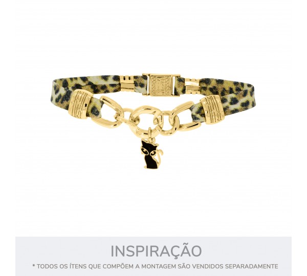 Pingente Gato Ouro com Preto 19mm