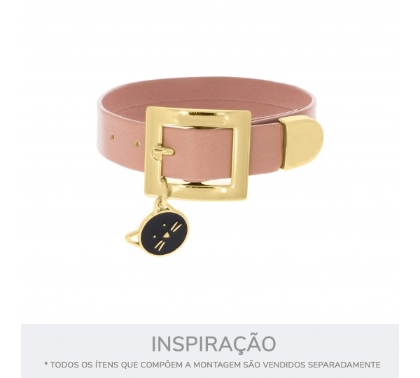 Pingente I Love Cats Ouro com Preto 16mm