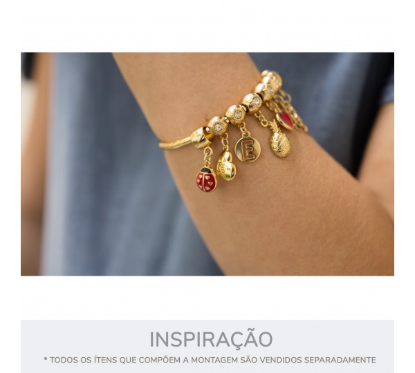 Pingente Joaninha Níquel com Vermelho 17mm