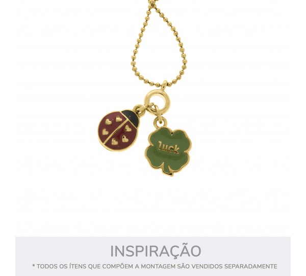 Pingente Joaninha Ouro com Vermelho 17mm
