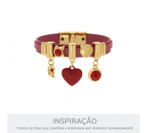 Pingente Love Ouro com Vermelho 9mm