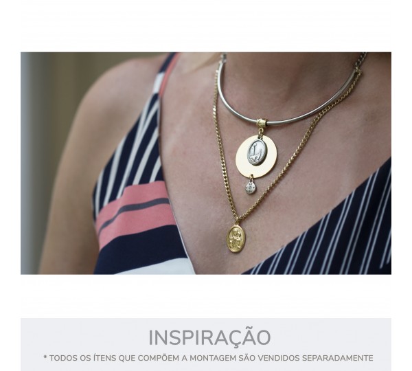 Pingente Medalha Nossa Senhora de Fátima Ouro 25mm