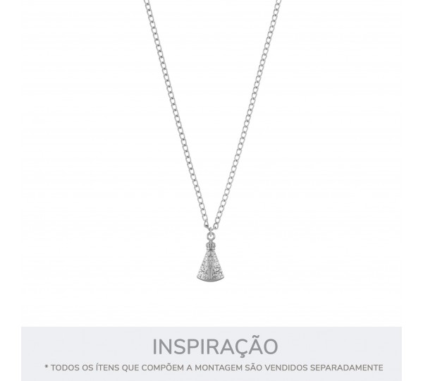 Pingente Nossa Senhora Níquel com Strass 22mm