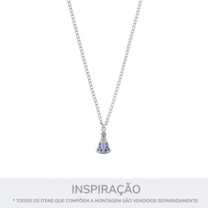 Pingente Nossa Senhora Níquel com Strass Azul 22mm