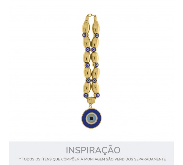 Pingente Olho Grego Ouro com Resina Colorida 43mm