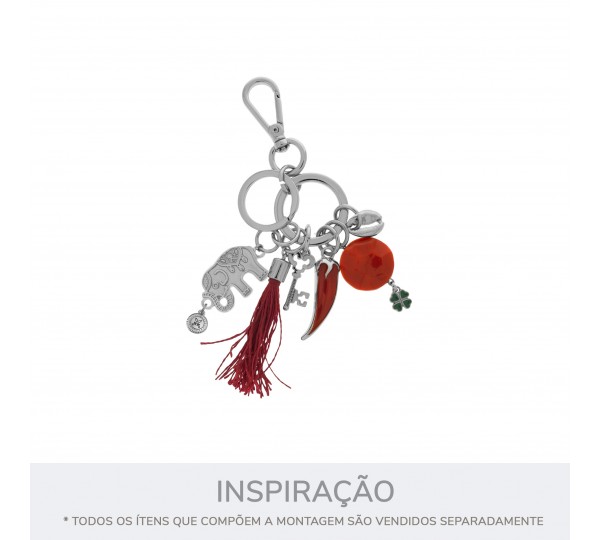 Pingente Pimenta Níquel com Vermelho 45mm.