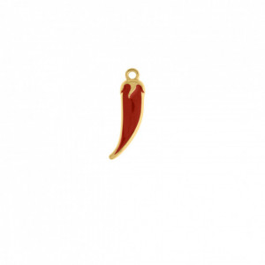 Pingente Pimenta Ouro com Vermelho 45mm