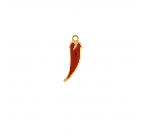 Pingente Pimenta Ouro com Vermelho 45mm
