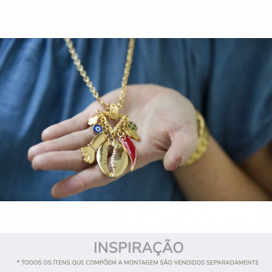 Pingente Pimenta Ouro com Vermelho 45mm