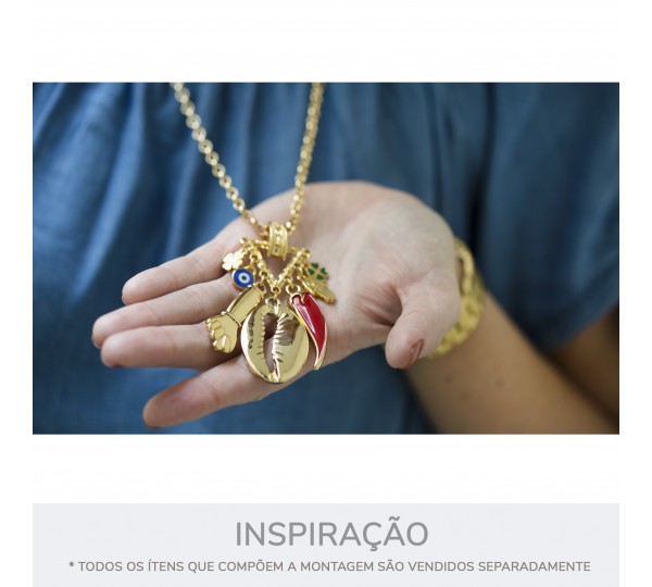 Pingente Pimenta Ouro com Vermelho 45mm
