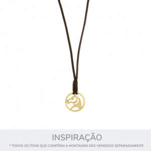 Pingente Redondo Cavalo Ouro 30mm