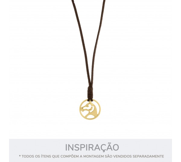Pingente Redondo Cavalo Ouro 30mm