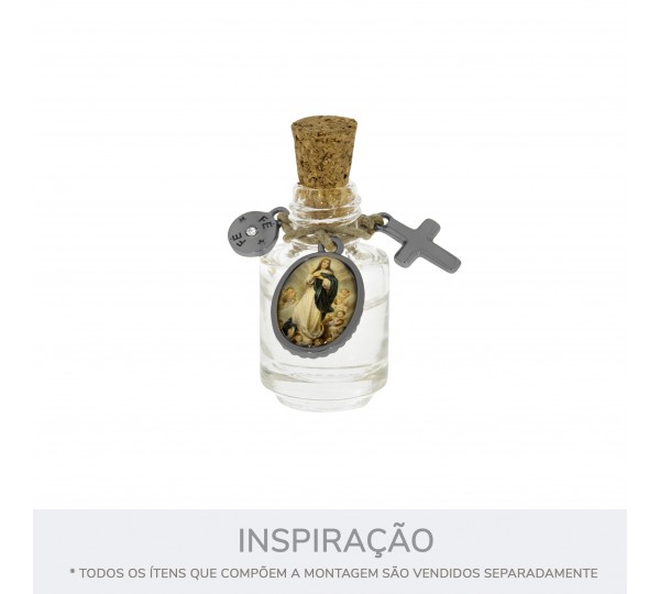 Pingente Fé Grafite com Strass 9mm