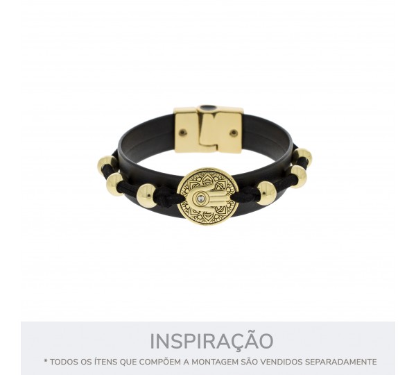 Pingente Mão de Fátima Ouro com Strass 20mm