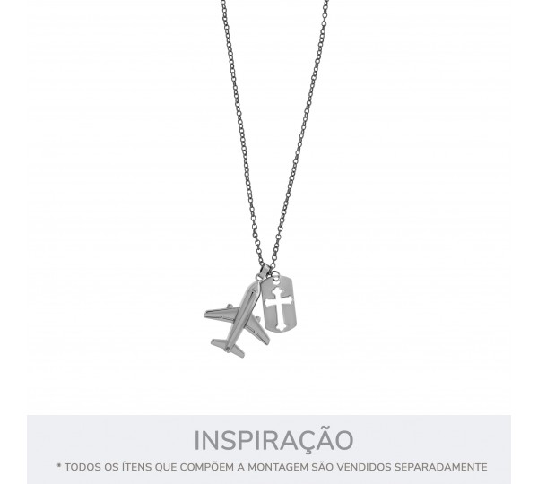 Pingente Retangular Cruz Vazada Níquel 25mm