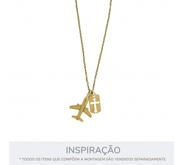 Pingente Retangular Cruz Vazada Ouro 25mm
