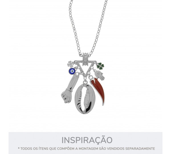 Pingente Trevo Da Sorte Níquel com Verde 12mm