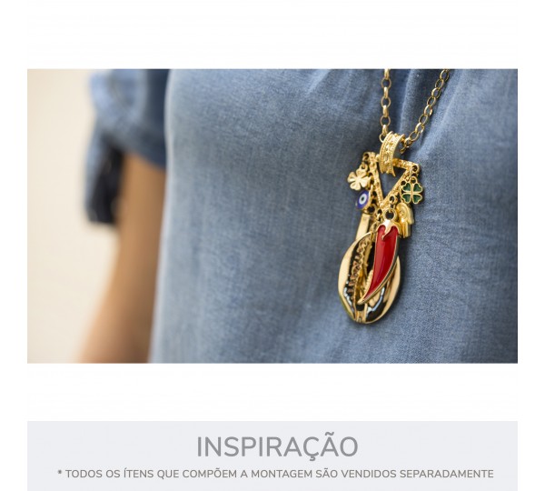 Pingente Trevo Da Sorte Ouro com Verde 12mm