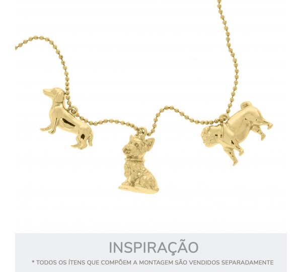 Pingente Cachorro Yorkshire Ouro 22mm