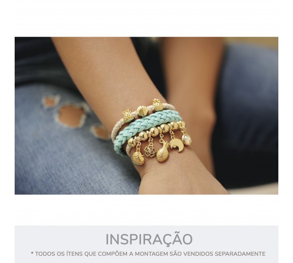 Pingente Flor Ouro com Strass 14mm