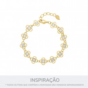 Pingente Flor Ouro com Strass 11mm