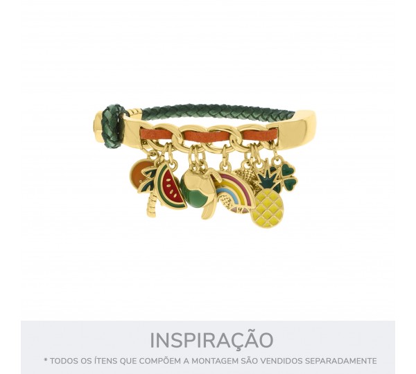 Pingente Arco Íris Ouro com Resina 21mm