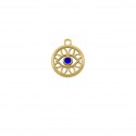 Pingente Olho Grego Ouro com Strass Azul 20mm