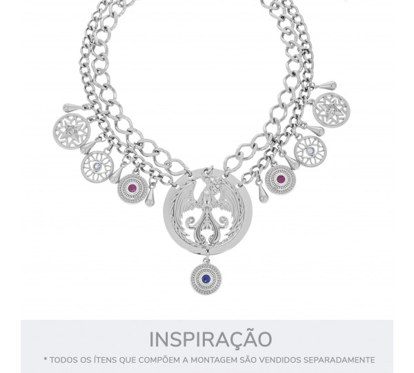 Pingente Olho Grego Níquel com Strass Azul 20mm